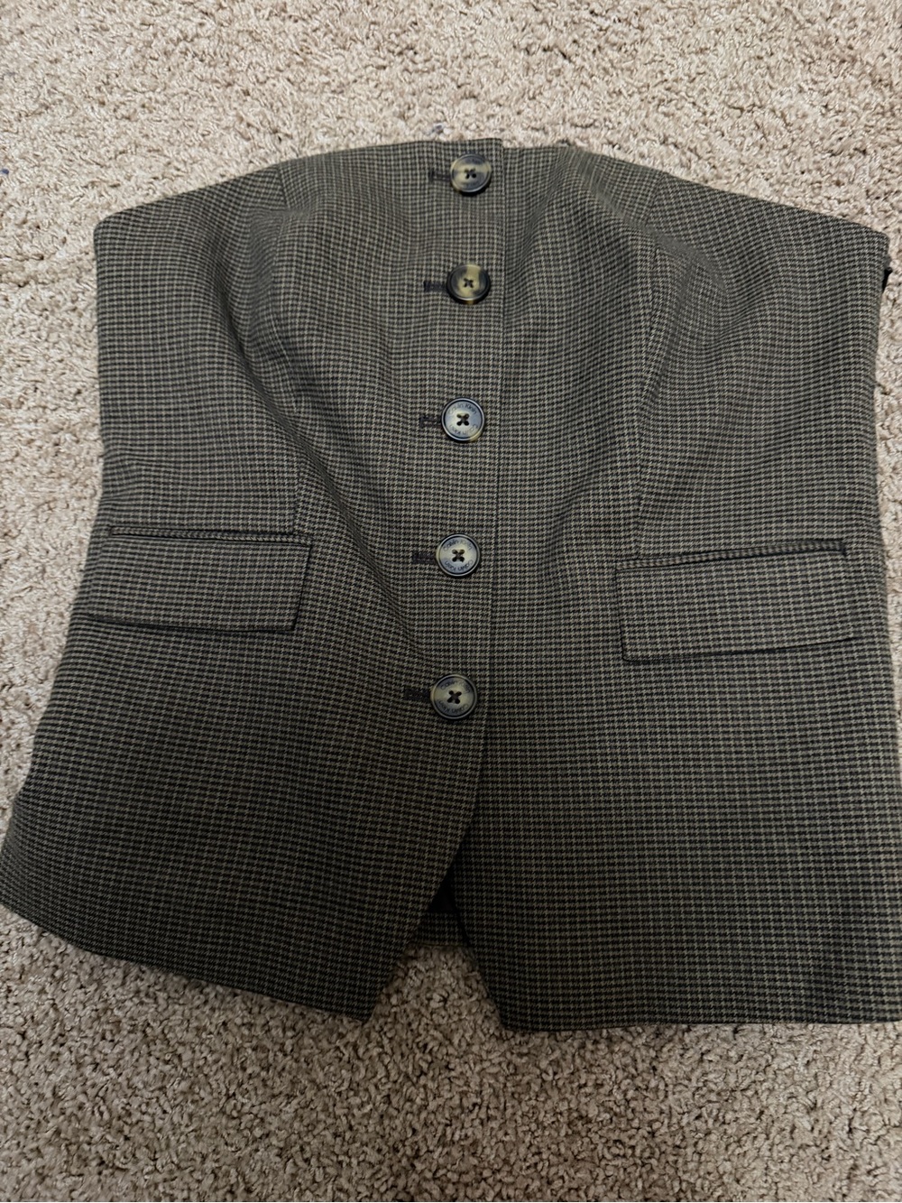 Calvin Klein Women’s Houndstooth Button-Front Vest in Brown and Black